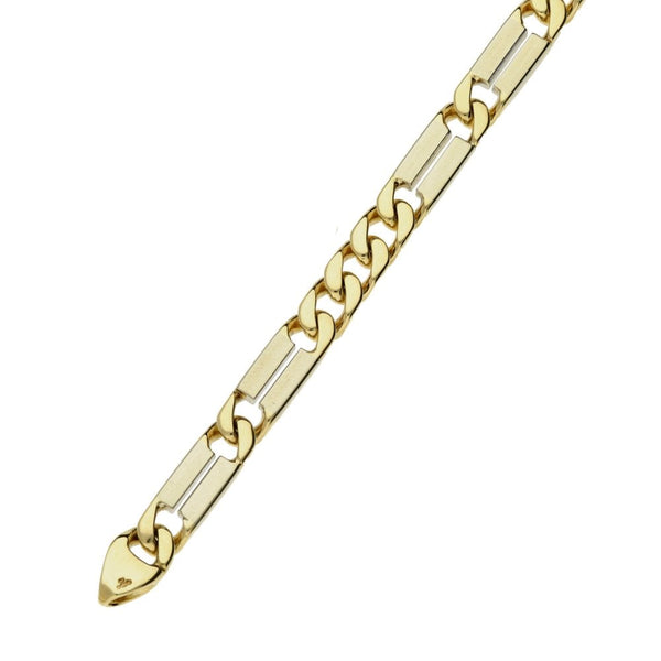 9ct Yellow & White Gold Ladies Fancy Link Bracelet - 7" - 15.9g