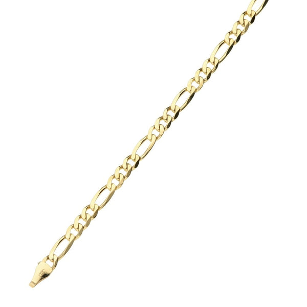 9ct Yellow Gold Ladies Figaro Style Bracelet - 7" - 3.7g