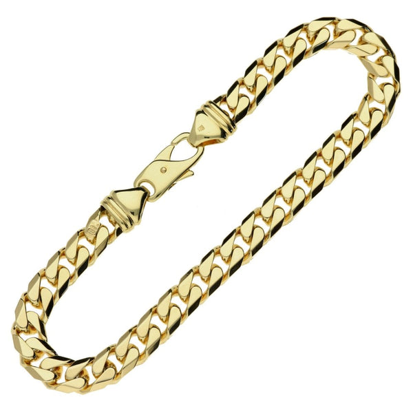 9ct Gold Gents Solid Square Curb Bracelet - 8.5 Inches - 32.3g