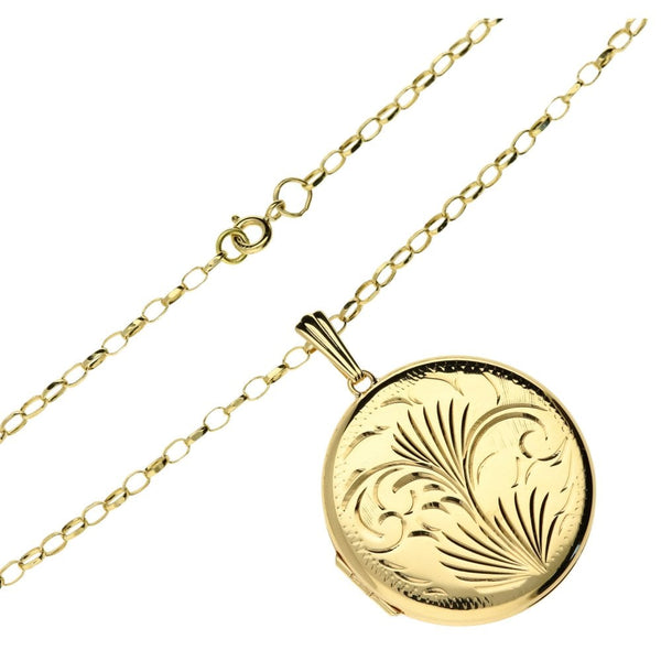 9ct Yellow Gold Belcher Chain & Locket Pendant - 22"