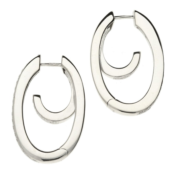 18ct White Gold Diamond Hoop Earrings - 2.92ct - 11.7g