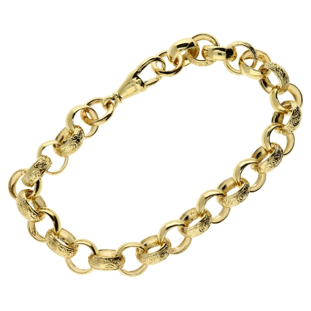 9ct Yellow Gold Gents Belcher Bracelet - 9" - 30.5g