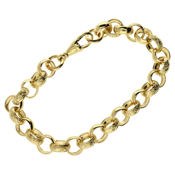 9ct Yellow Gold Gents Belcher Bracelet - 9" - 30.5g