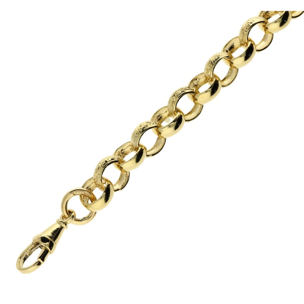 9ct Yellow Gold Gents Belcher Bracelet - 9" - 30.5g