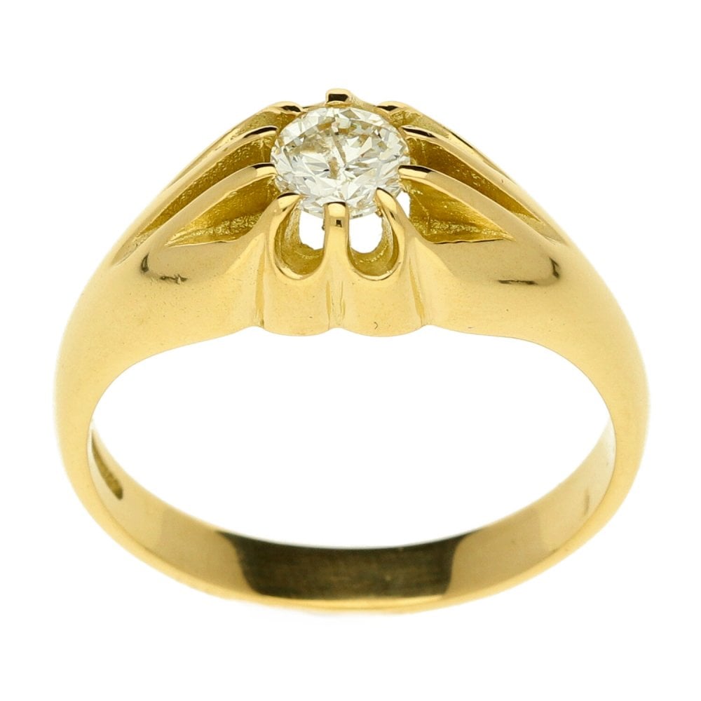 18ct Yellow Gold Gents Diamond Ring - Size S - 7.2g