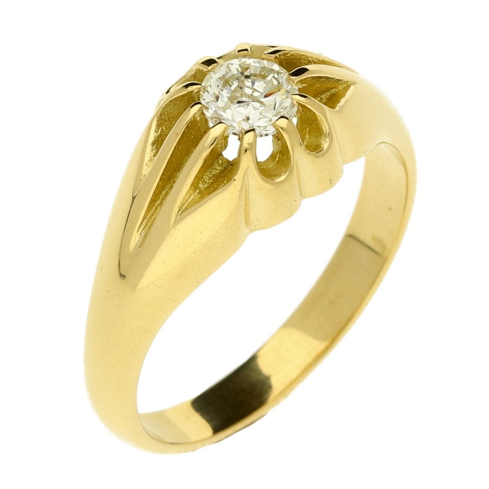 18ct Yellow Gold Gents Diamond Ring - Size S - 7.2g
