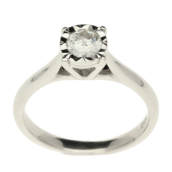 9ct White Gold Ladies Diamond Engagement Ring - Size L - 0.33ct
