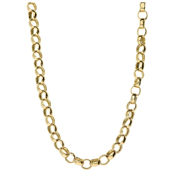 9ct Yellow Gold Round Link Belcher Chain - 24" - 14.4g