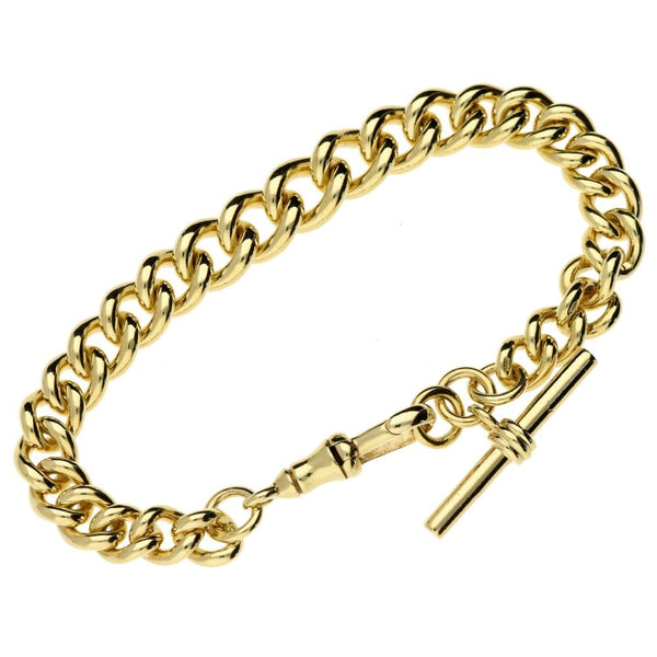 9ct Yellow Gold Gents Albert Bracelet - 38.9g - 8"