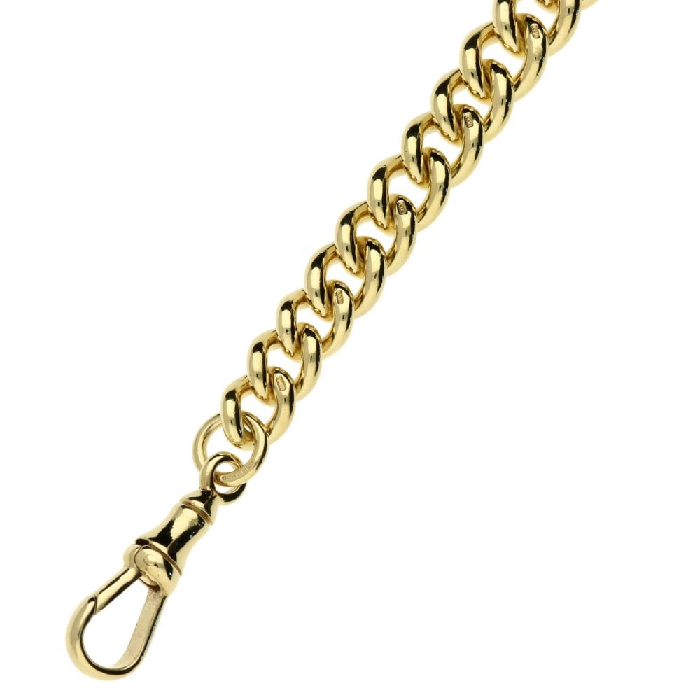 9ct Yellow Gold Gents Albert Bracelet - 38.9g - 8"