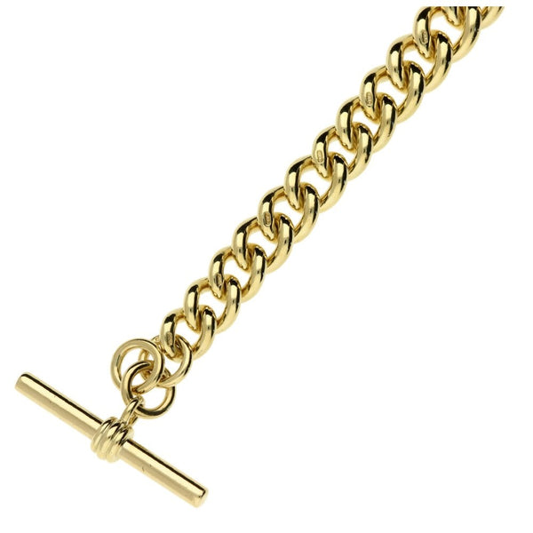 9ct Yellow Gold Gents Albert Bracelet - 38.9g - 8"