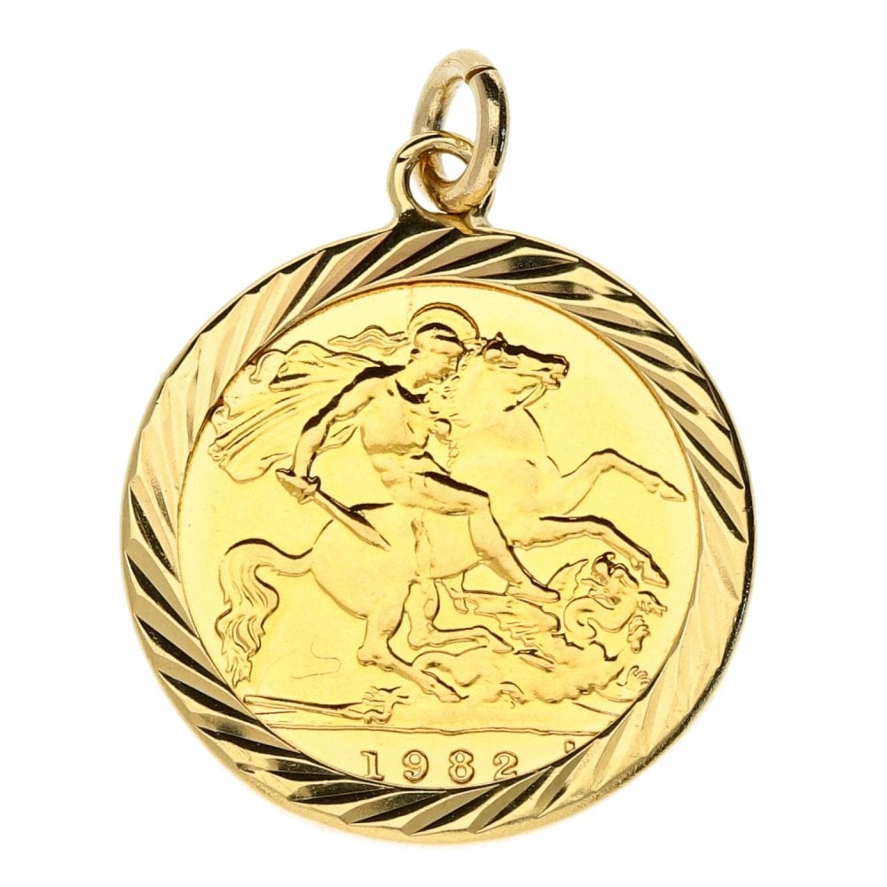 Gold 1982 Queen Elizabeth II Half Sovereign Pendant - 4.7g
