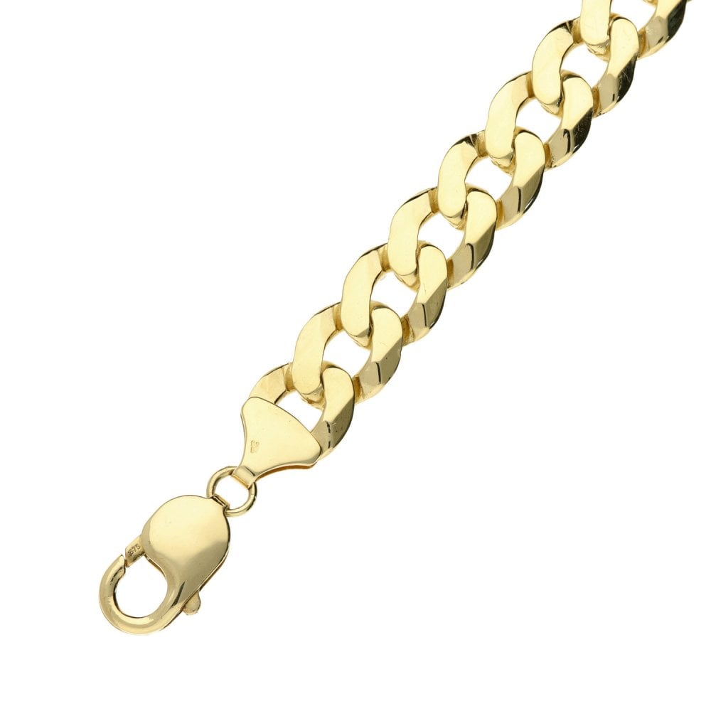 9ct Yellow Gold Gents Curb Bracelet - 8½ " - 27.8g