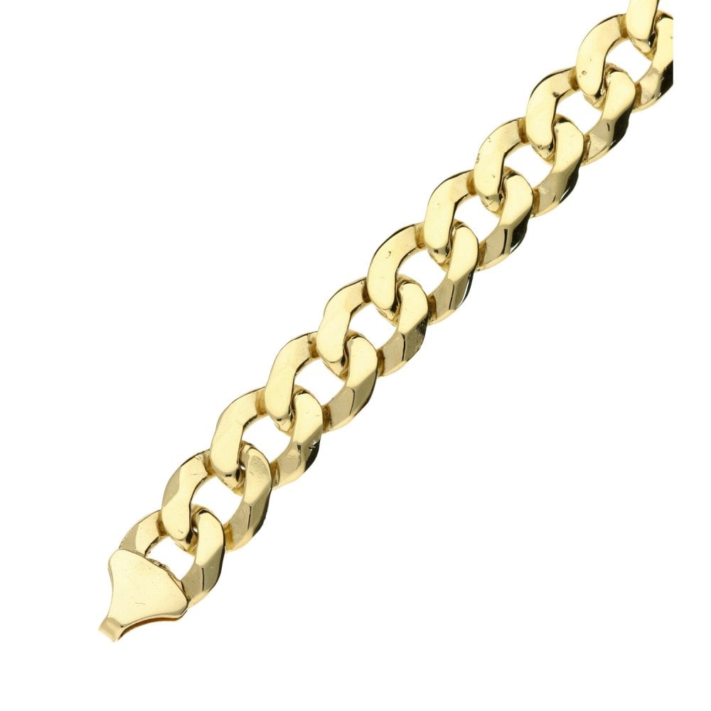 9ct Yellow Gold Gents Curb Bracelet - 8½ " - 27.8g