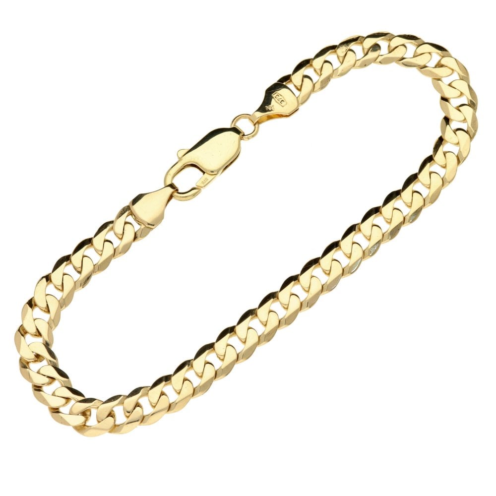 9ct Yellow Gold Ladies Curb Bracelet - 7½ - 10.2g