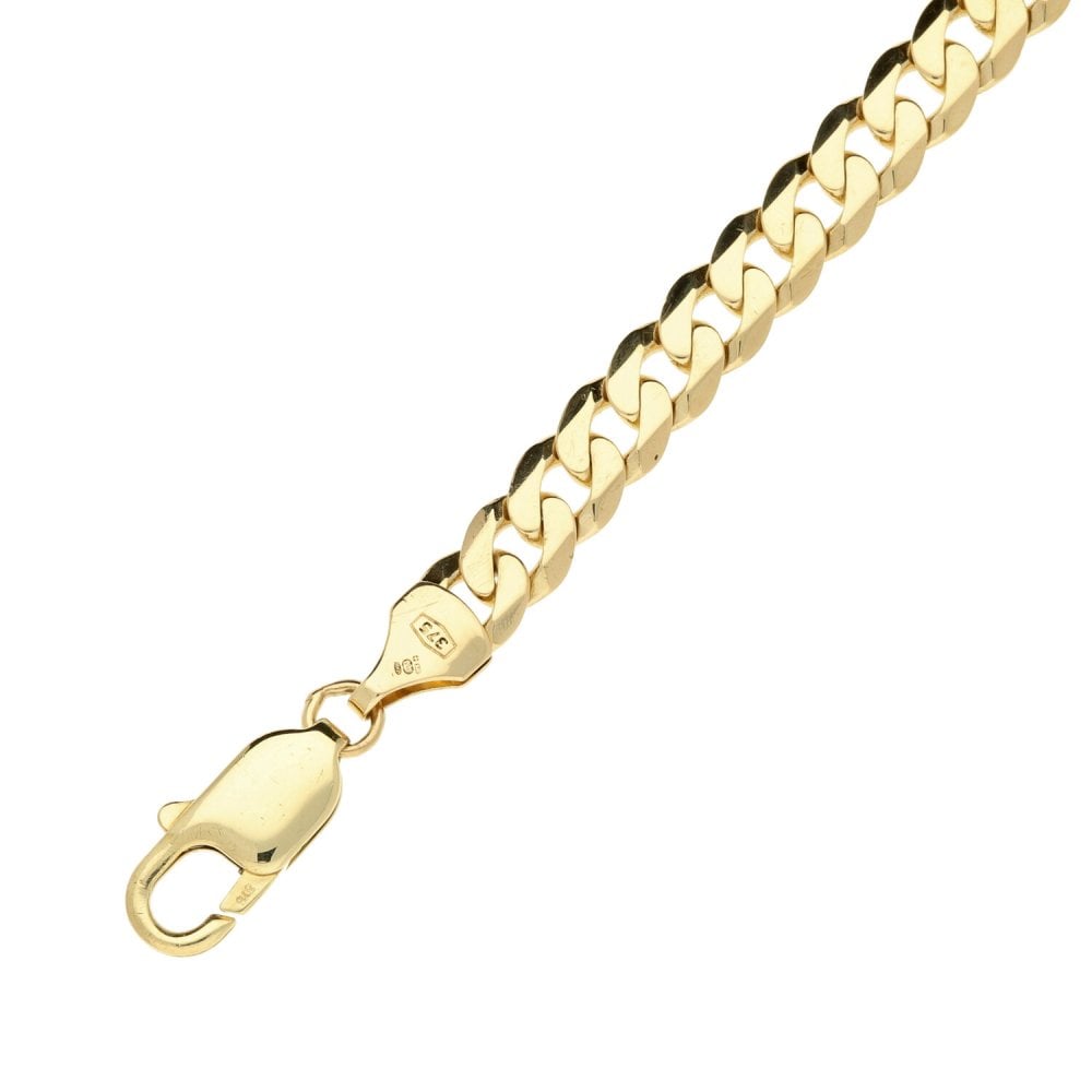 9ct Yellow Gold Ladies Curb Bracelet - 7½ - 10.2g