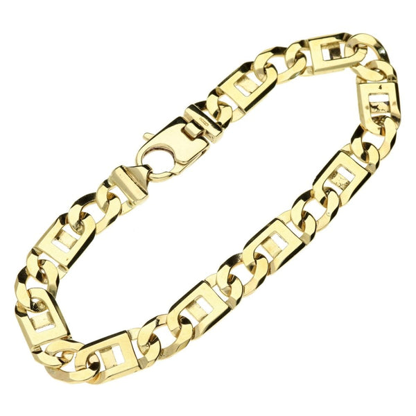 Gents 9ct Yellow Gold Solid Link Bracelet - 8.5" - 25.3g