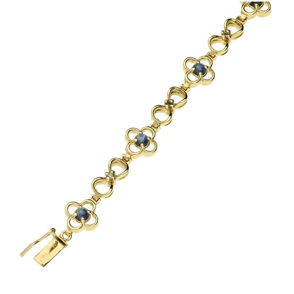 9ct Yellow Gold Sapphire Set Fancy Bracelet.