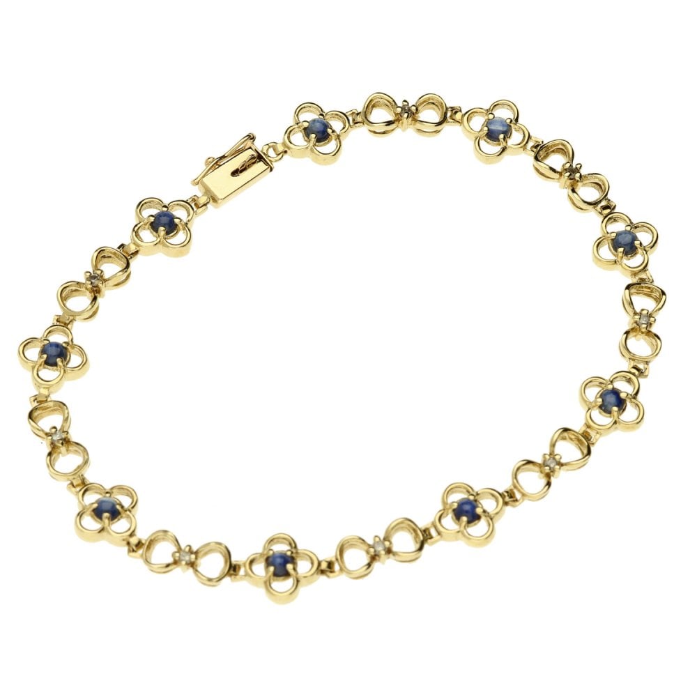 9ct Yellow Gold Sapphire Set Fancy Bracelet.