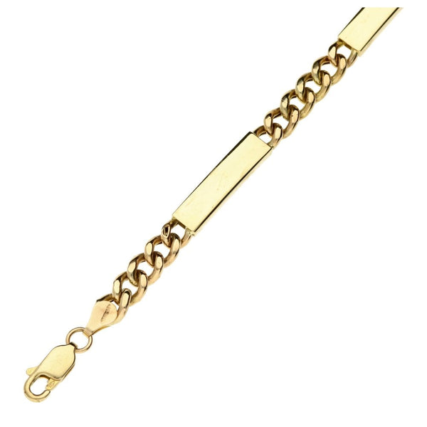 9ct Gold Ladies Curb & Bar Bracelet.
