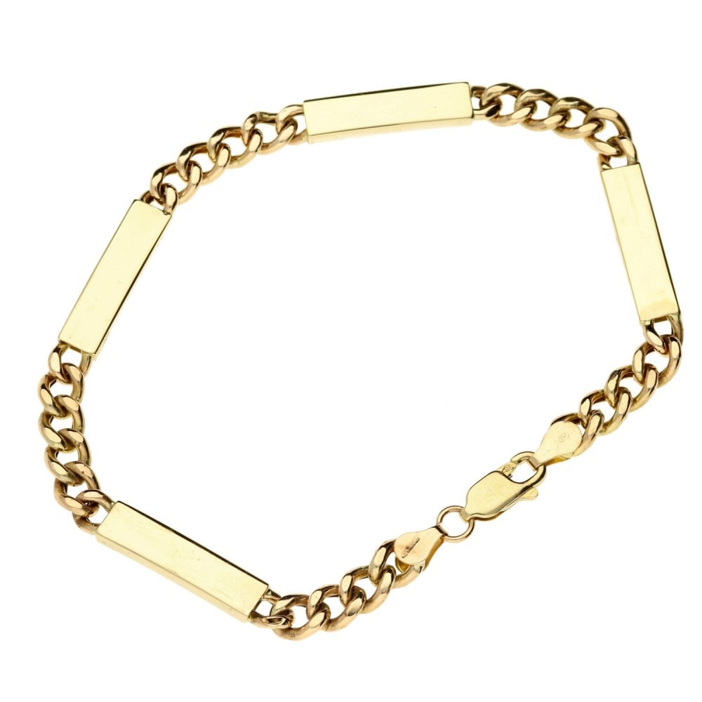 9ct Gold Ladies Curb & Bar Bracelet.