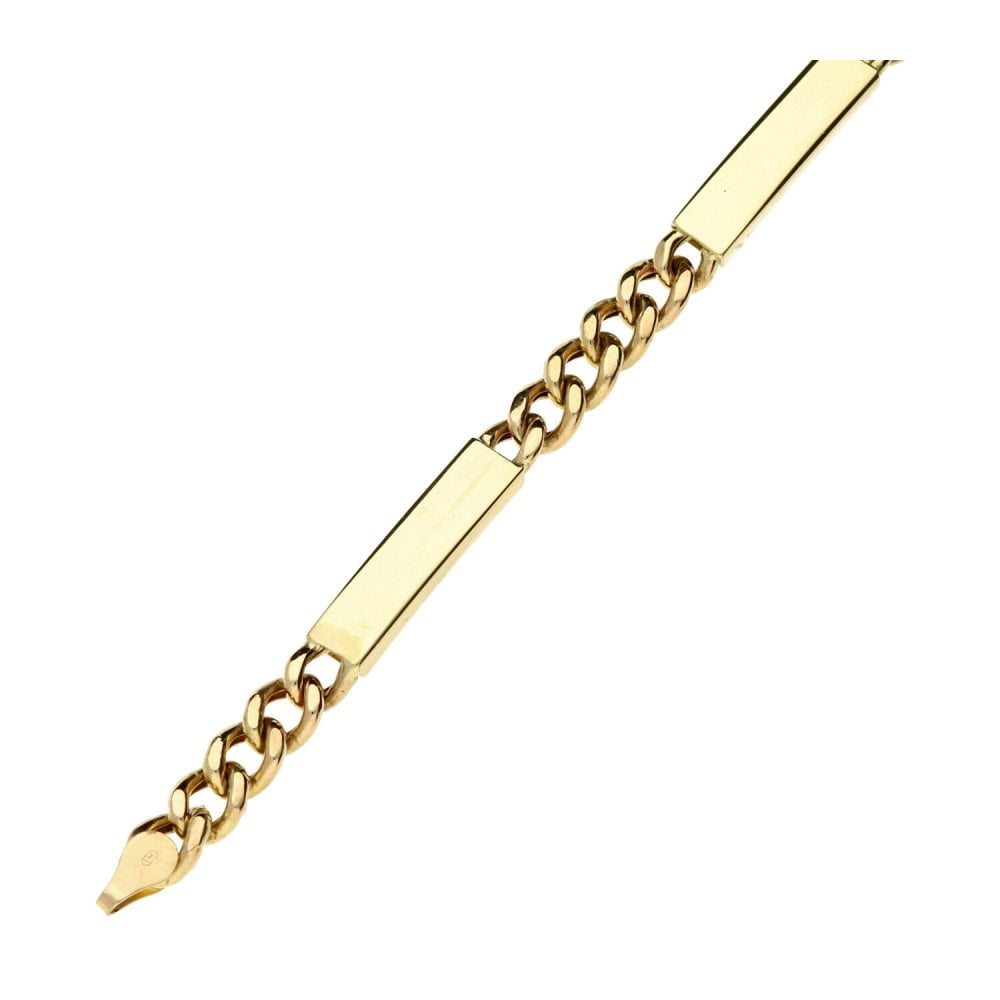 9ct Gold Ladies Curb & Bar Bracelet.