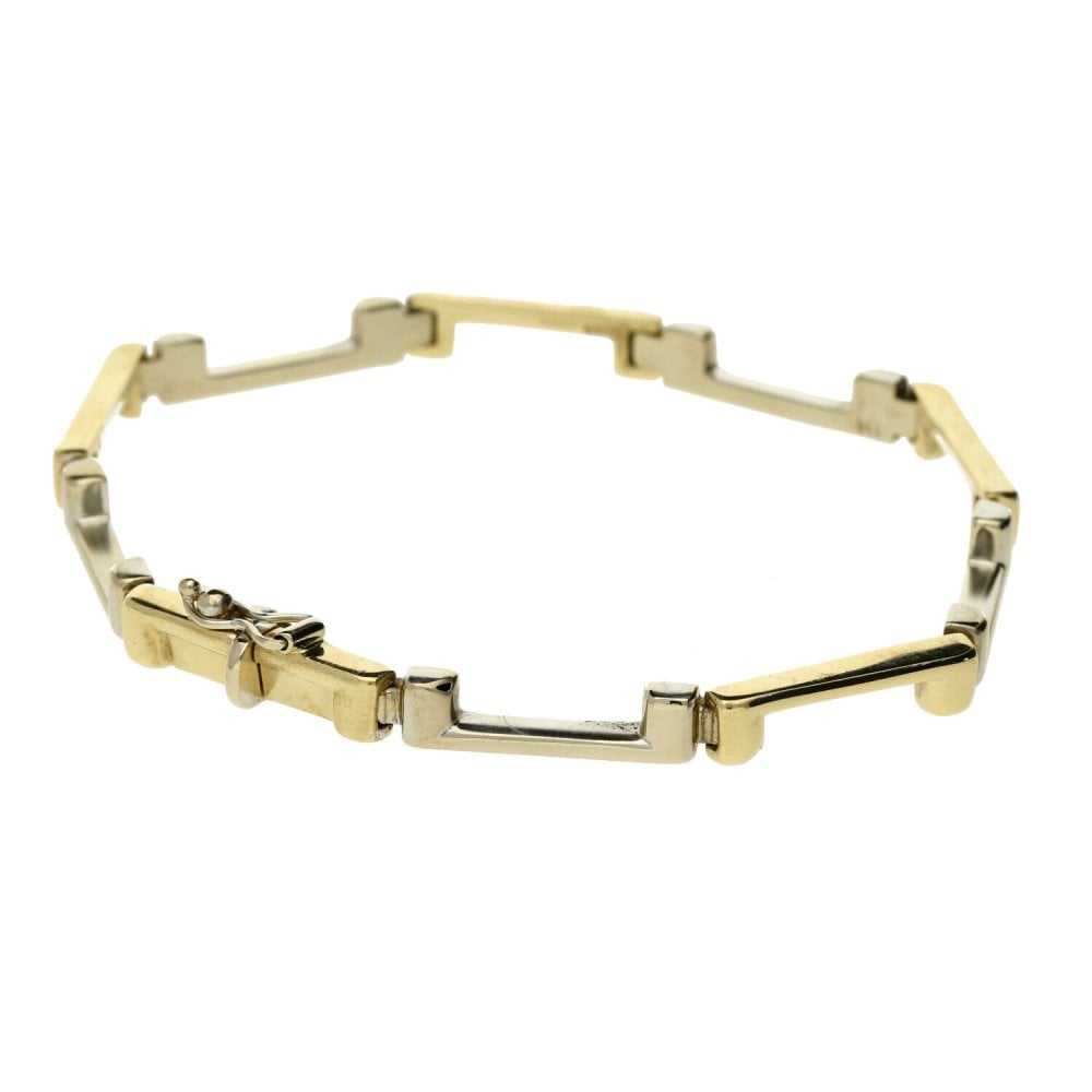 9ct Yellow and White Gold Bar Bracelet.