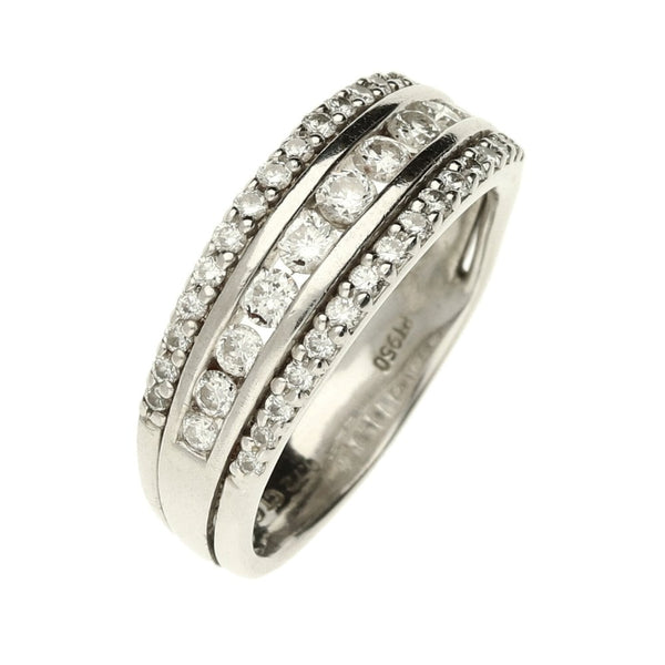 Platinum Diamond Three Row Ring - Size - N
