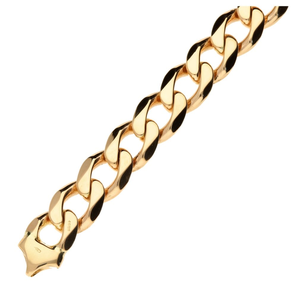 9ct Gold Gents Solid Curb Bracelet 9.5" - 80.4g