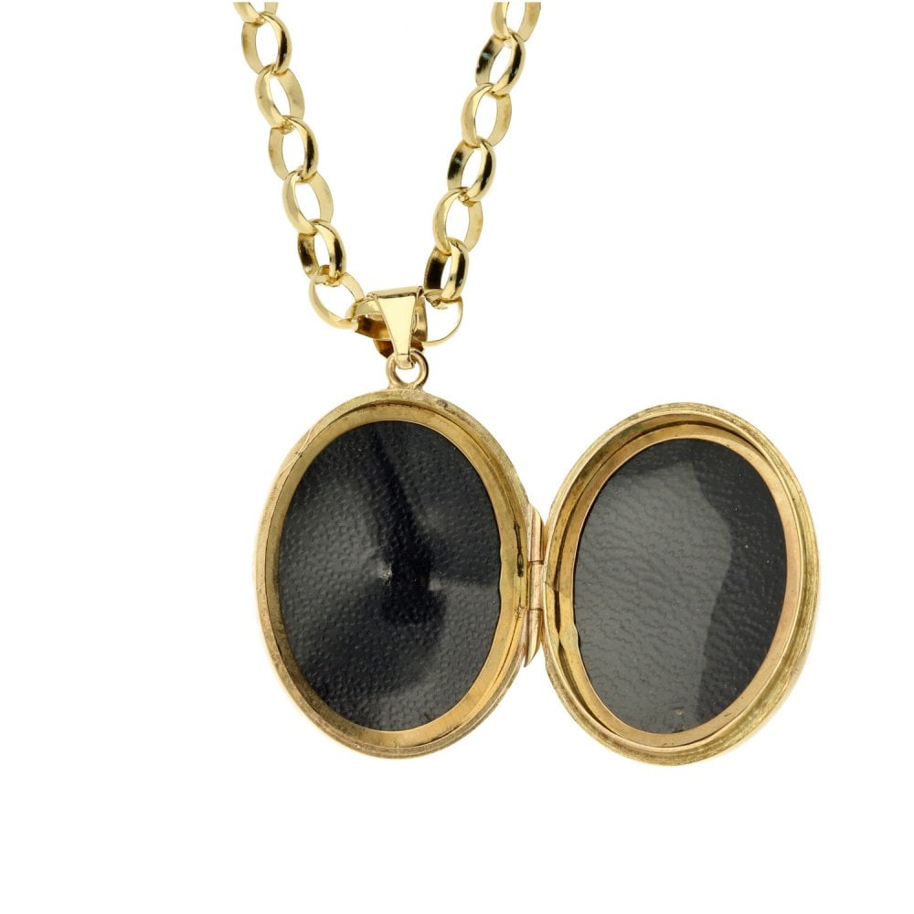 9ct Yellow Gold Ladies Locket & Chain - 24" - 22.5g