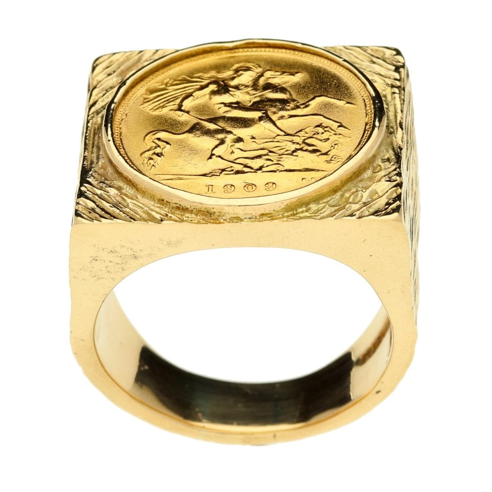 Heavy 1909 Half Sovereign Ring - Size Y - 37.4g