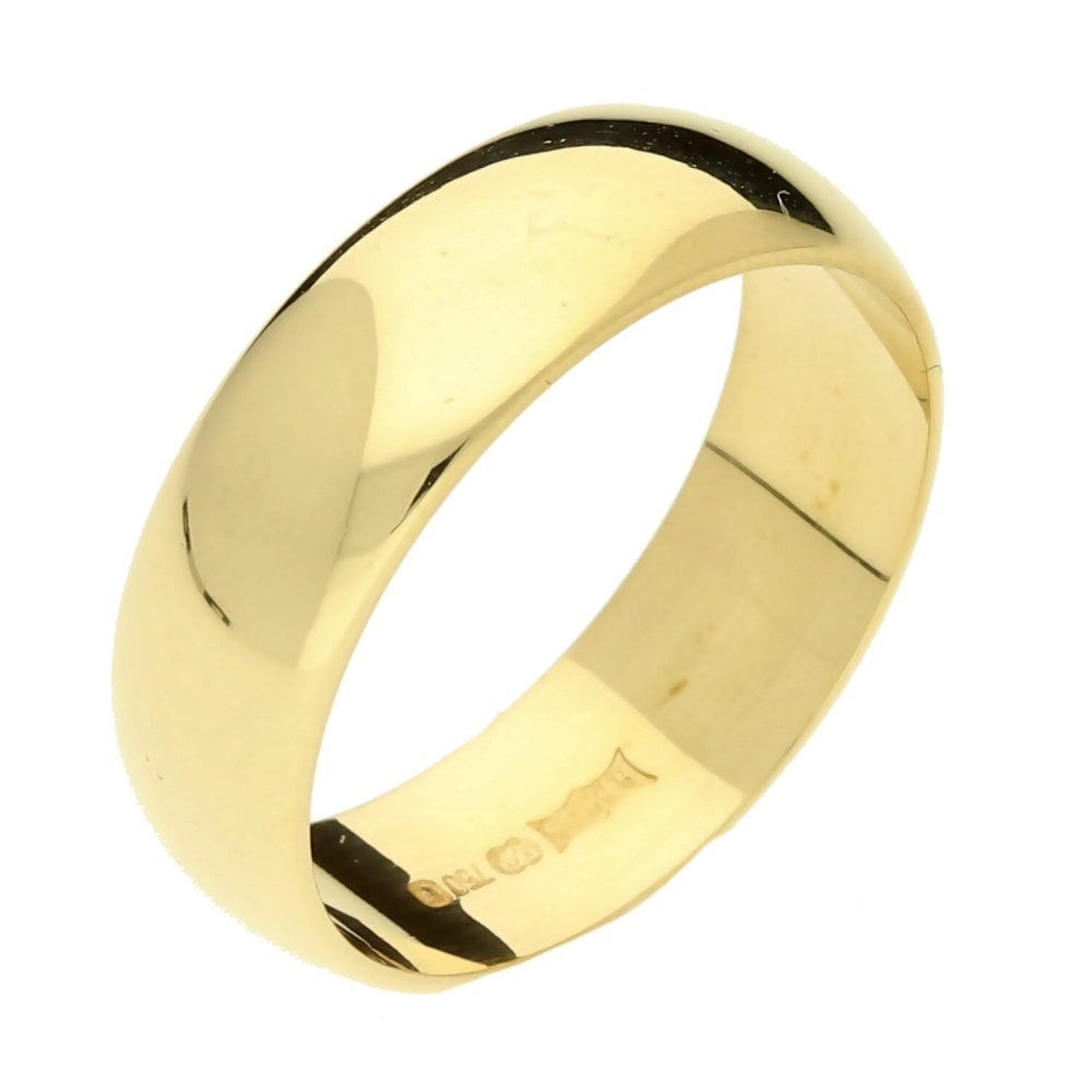 18ct Yellow Gold 6mm Plain Wedding Band - Size M½