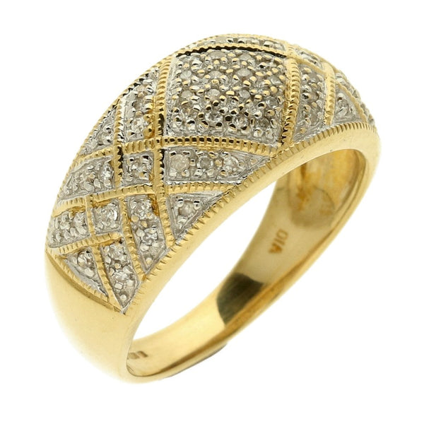 9ct Yellow Gold Diamond Pave Ring - Size P