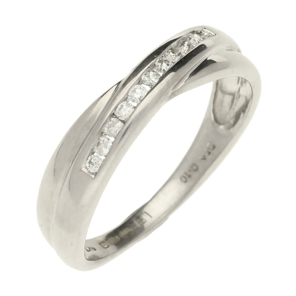 9ct White Gold Diamond Crossover Ring - Size M