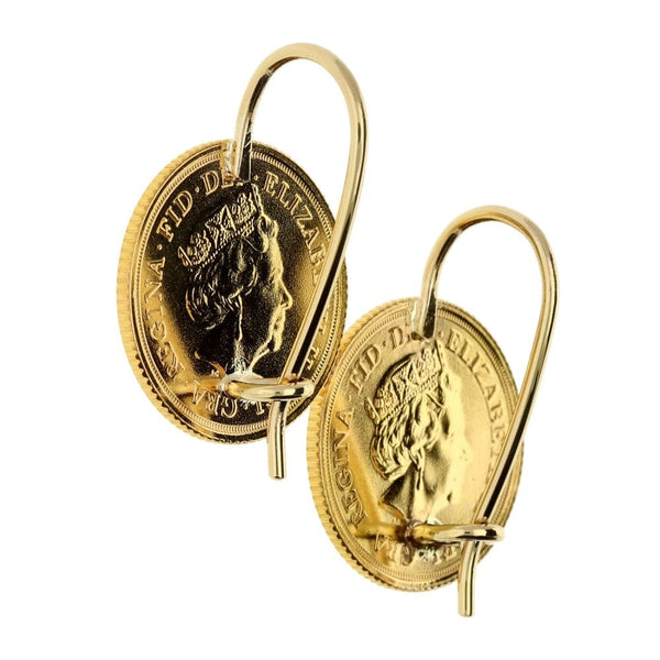 Yellow Gold 2016 Half-Sovereign Coin Earrings - 9.2g
