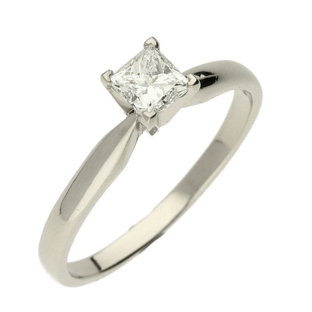 Platinum 0.60ct Princess Cut Diamond Engagement Ring - GIA