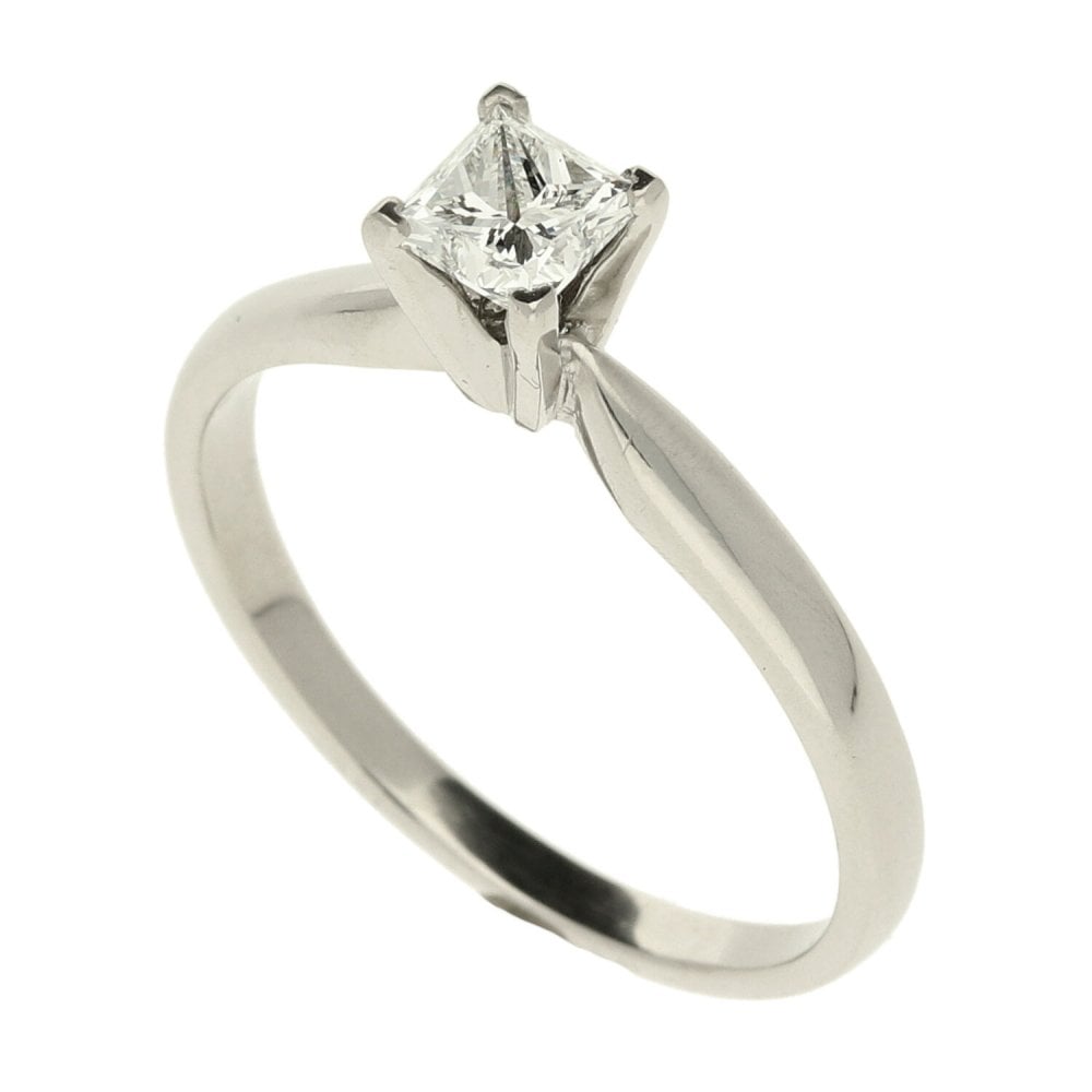 Platinum 0.60ct Princess Cut Diamond Engagement Ring - GIA