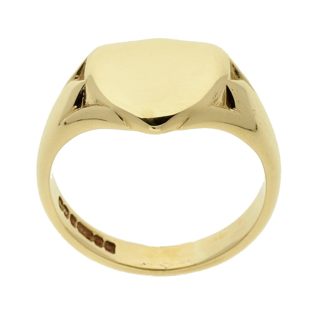 9ct Gents Yellow Gold Shield Style Signet Ring - Size S½