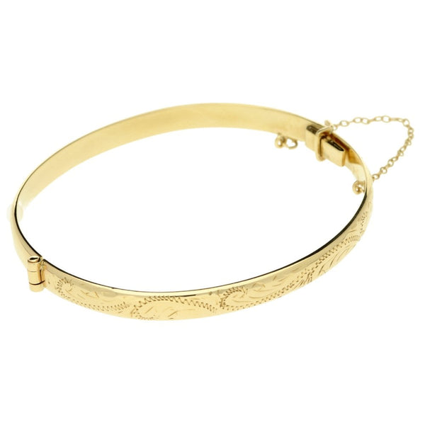 9ct Ladies Traditional Patterned Bangle - 16.9g