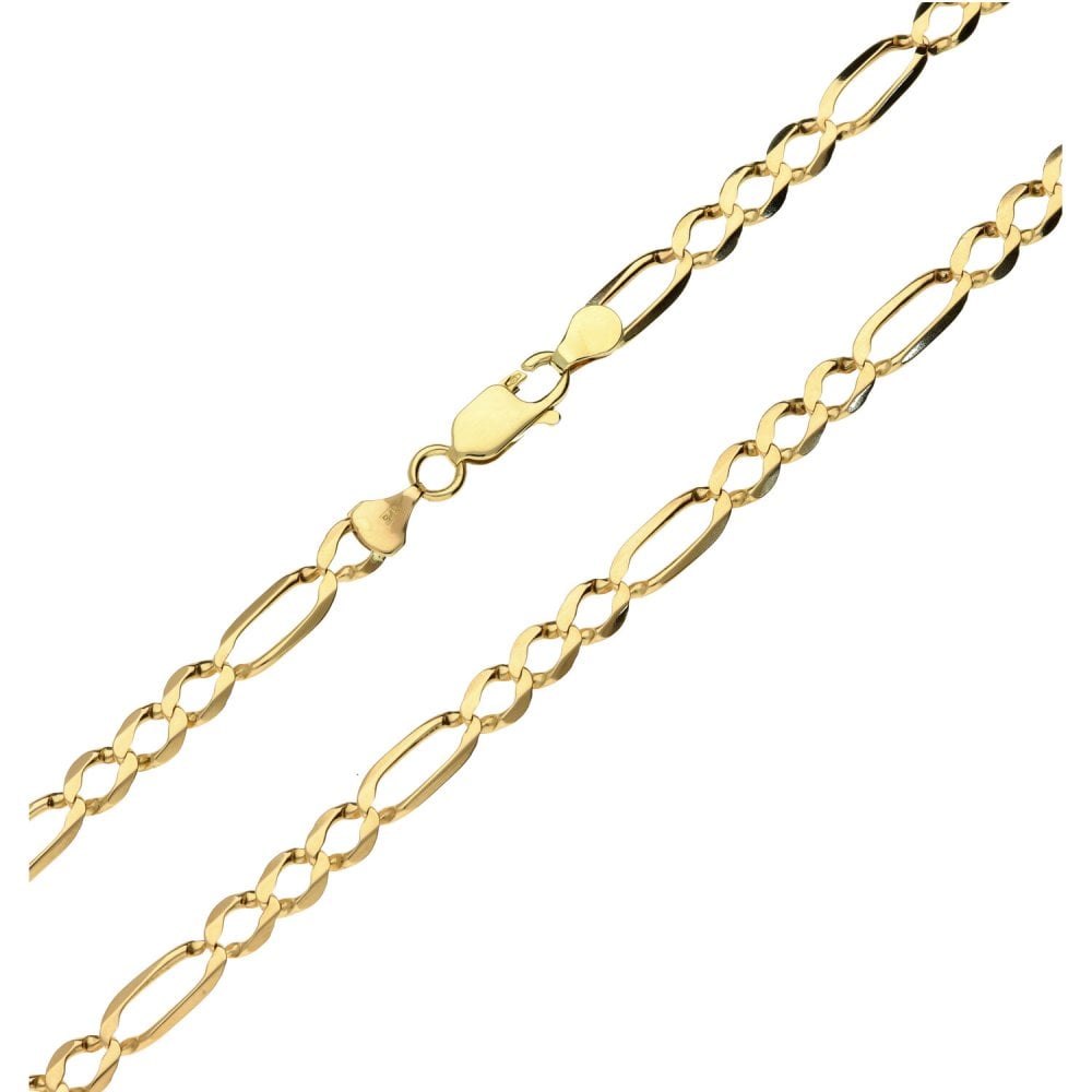 9ct Yellow Gold Figaro Chain - 22" - 13.6g