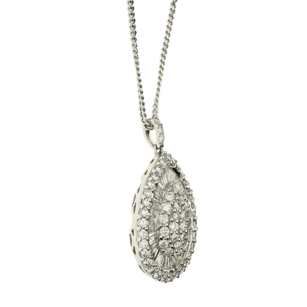 18ct Ladies White Gold Diamond Pear Shape Pendant - 1.50ct