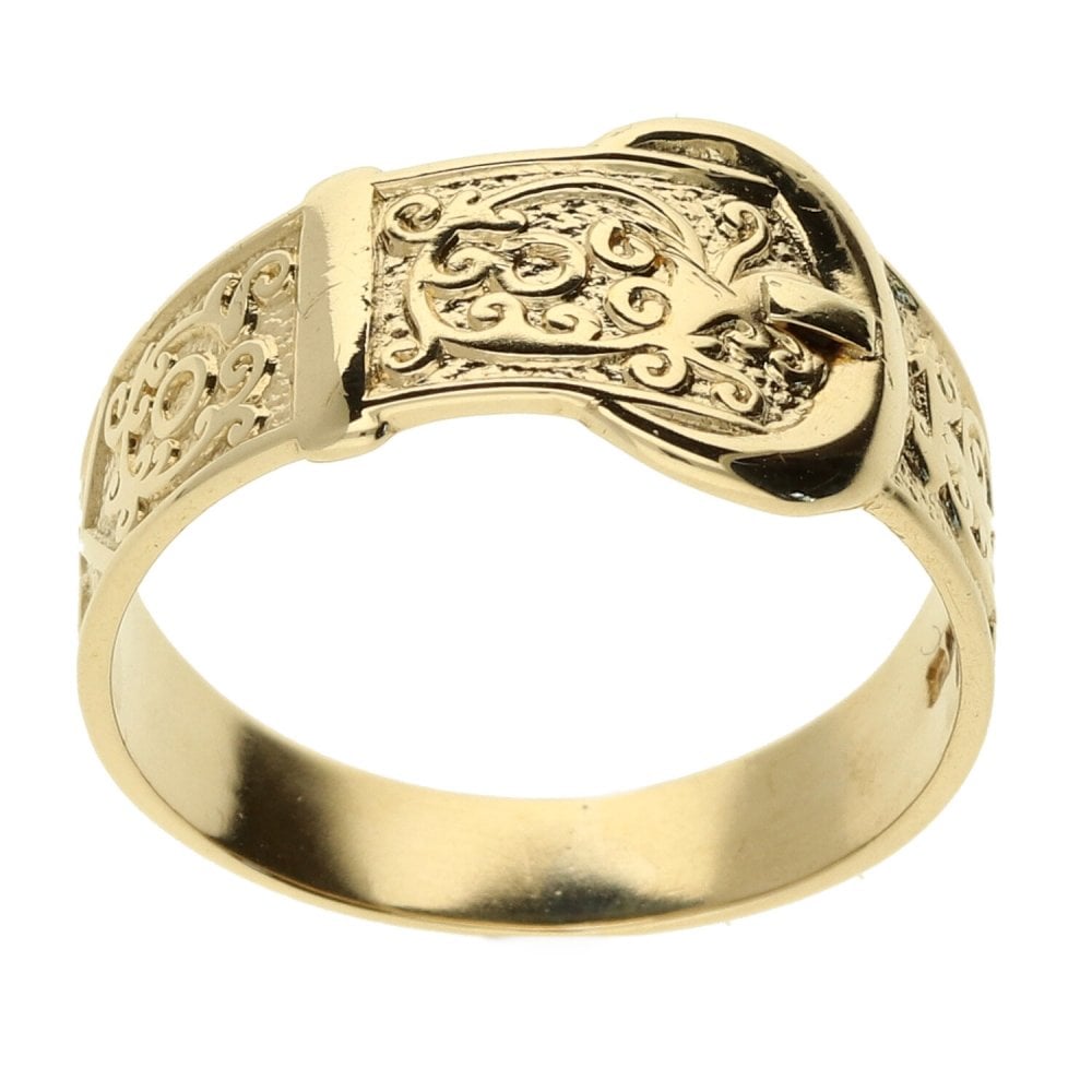9ct Yellow Gold Gents Buckle Ring - Size S½ - 3.7g