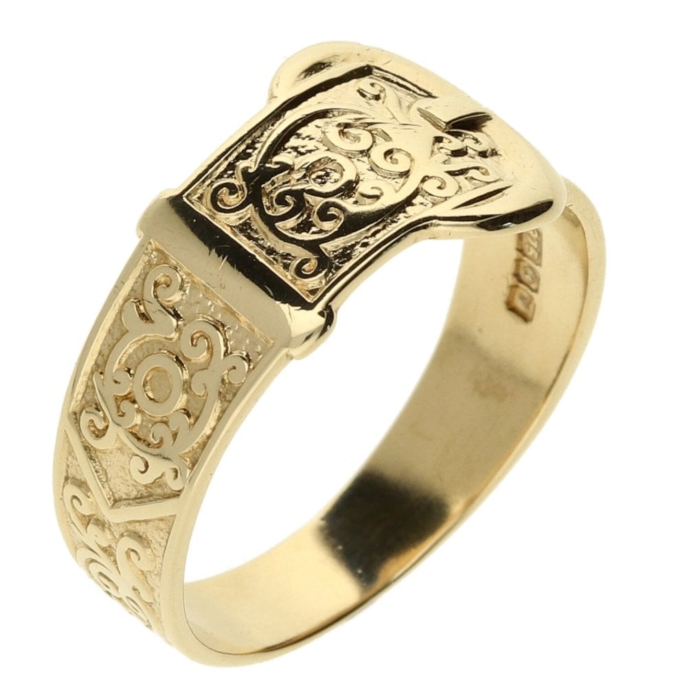 9ct Yellow Gold Gents Buckle Ring - Size S½ - 3.7g