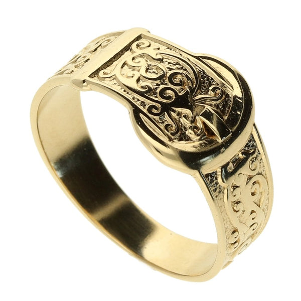 9ct Yellow Gold Gents Buckle Ring - Size S½ - 3.7g
