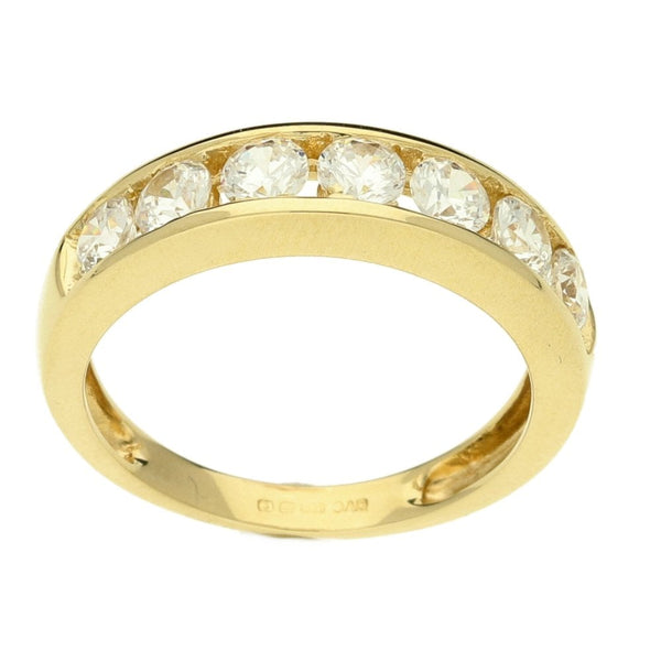 14ct Yellow Gold 7 Stone CZ Eternity Ring-Size L