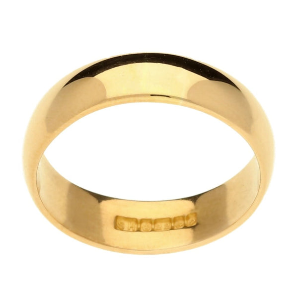 Ladies 22ct Yellow Gold 5mm D-Shape Wedding Ring - Size O½