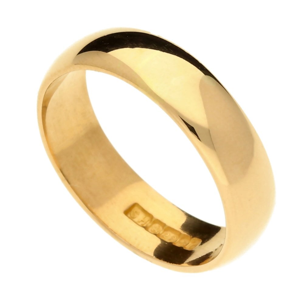 Ladies 22ct Yellow Gold 5mm D-Shape Wedding Ring - Size O½