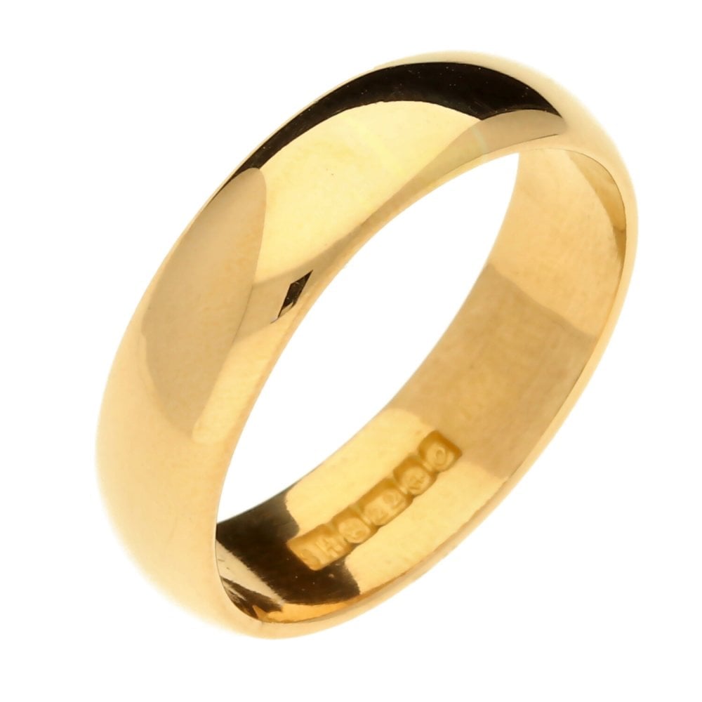 Ladies 22ct Yellow Gold 5mm D-Shape Wedding Ring - Size O½