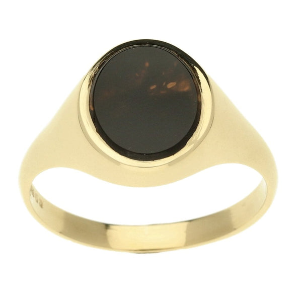 9ct Yellow Gold Gents Oval Black Onyx Ring - Size Y