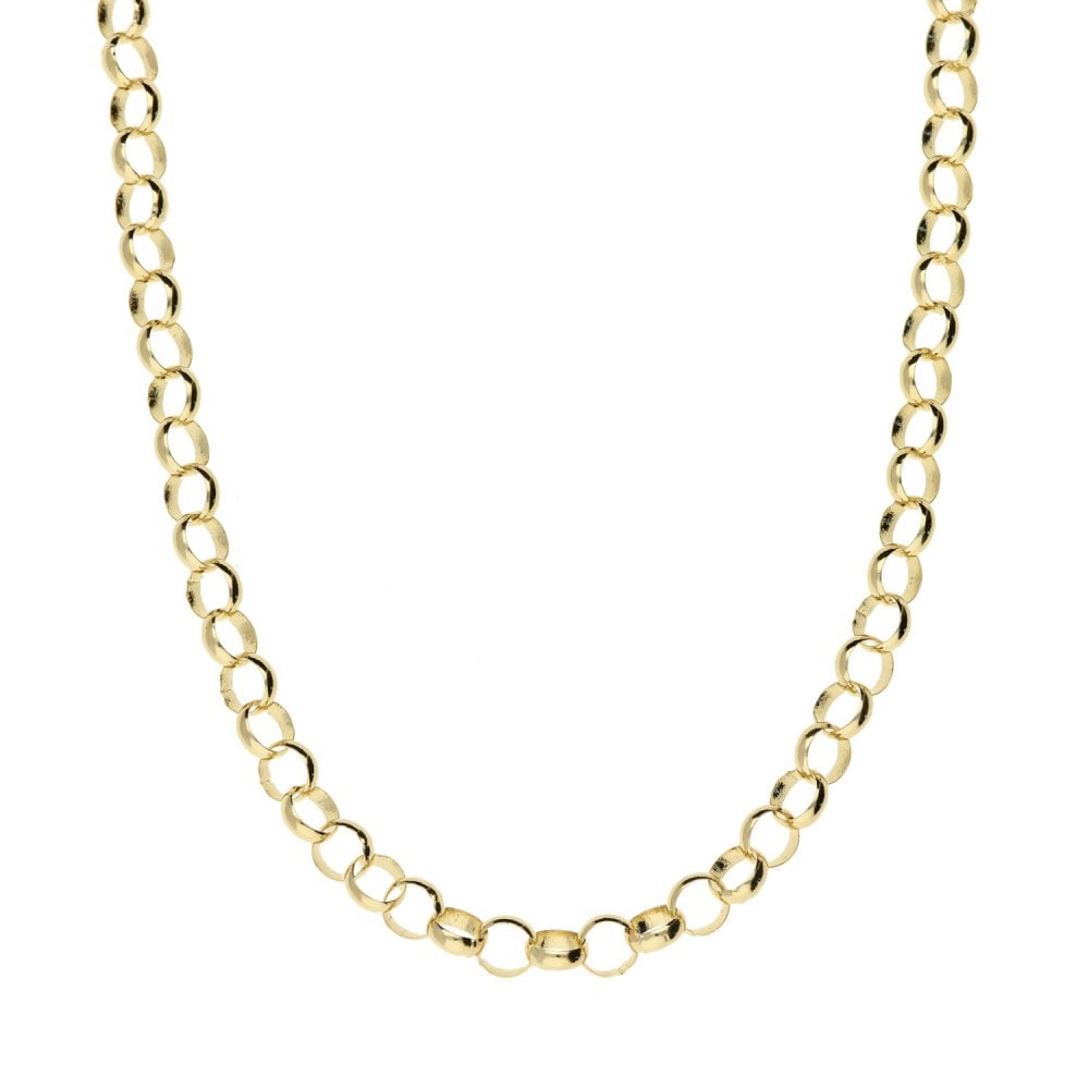 9ct Yellow Gold Gents Round Link Belcher Chain - 24" - 9g